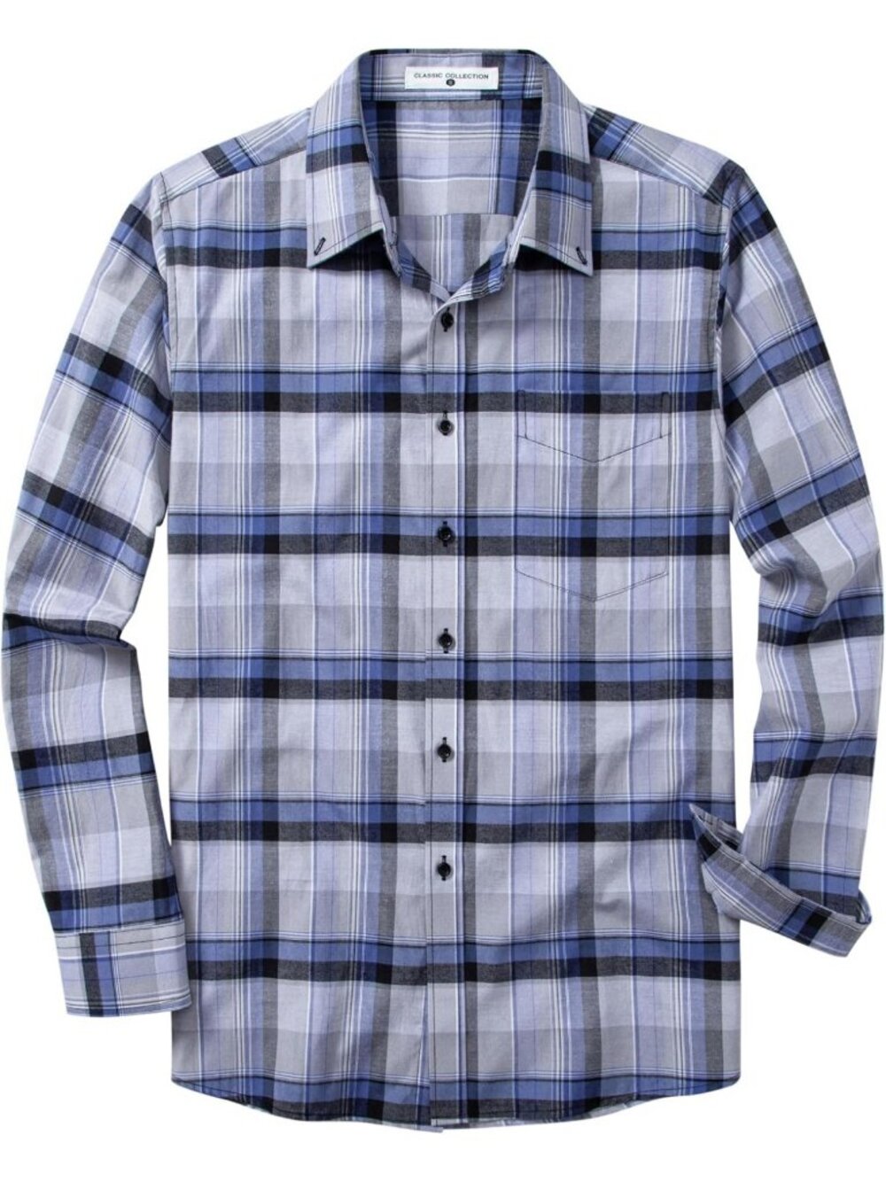 Stylish Men's Long Sleeve Plaid Casual Shirt, Soft Button Down with Pocket